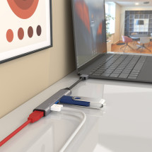 foto de HUB AISENS USB 3.0 ALUMINIO TIPO A M-4XTIPO A H 10CM GRIS