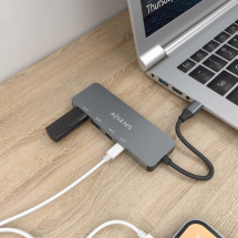 foto de HUB AISENS USB 3.2 GEN2 10G USB-C/M-2XUSB-C/H-2XUSB-A/H 15CM GRIS