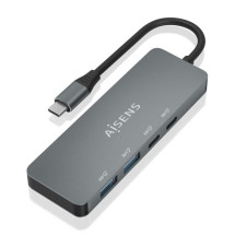 foto de HUB AISENS USB 3.2 GEN2 10G USB-C/M-2XUSB-C/H-2XUSB-A/H 15CM GRIS