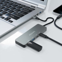 foto de HUB AISENS USB 3.2 GEN2 10G USB-C/M-2XUSB-C/H-2XUSB-A/H 15CM GRIS