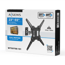 foto de SOPORTE AISENS PARED GIRATORIO INCLINABLE MONITOR/TV 30KG 23-55 NEGRO