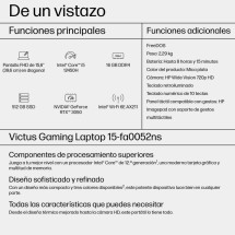 foto de PORTATIL HP VICTUS 15-FA0052NS i5-12450H/16GB/512GB/RTX3050/15,6FHD/FreeDOS