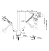 foto de SOPORTE ESCRITORIO AJUST GEMBIRD CON BRAZO PARA 2 PANTALLAS 17-32 HASTA 8 KG