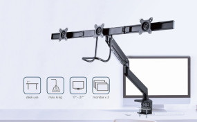 foto de SOPORTE GEMBIRD AJUSTABLE DE MESA PARA 3 MONITORES