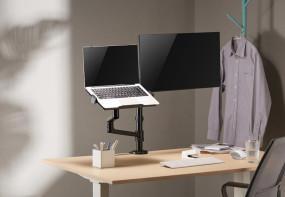 foto de SOPORTE DE MESA GEMBIRD AJUSTABLE BRAZO PARA MONITOR Y BANDEJA PARA PORTATIL