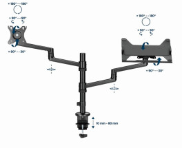 foto de SOPORTE DE MESA GEMBIRD AJUSTABLE BRAZO PARA MONITOR Y BANDEJA PARA PORTATIL
