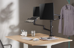 foto de SOPORTE DE MESA GEMBIRD AJUSTABLE BRAZO PARA MONITOR Y BANDEJA PARA PORTATIL