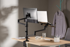 foto de SOPORTE DE MESA GEMBIRD AJUSTABLE BRAZO PARA MONITOR Y BANDEJA PARA PORTATIL