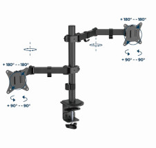 foto de BRAZO DE MONITOR GEMBIRD PARA 2 PANTALLAS DE ESCRITORIO AJUSTABLE 17-32 PULG