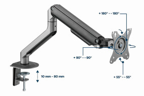 foto de BRAZO AJUSTABLE GEMBIRD PARA MONITOR EN ESCRITORIO GRIS ESPACIAL