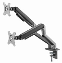foto de BRAZO DE MONITOR GEMBIRD PARA 2 PANTALLAS DE ESCRITORIO GRIS ESPACIAL