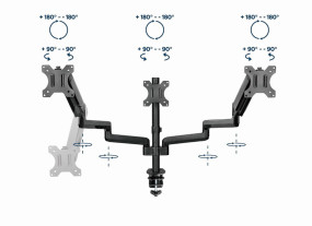 foto de BRAZO DE MONITOR GEMBIRD AJUSTABLE DE MESA PARA 3 MONITORES MOV COMPLETO