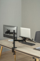 foto de SOPORTE DE MESA GEMBIRD AJUST CON BRAZO PARA MONITOR Y BANDEJA PARA PORTATIL
