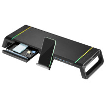 foto de SOPORTE PLEGABLE MONITOR RGB CON CAJON SOPORTE PARA SMARTPHONE 4 PUERTOS.