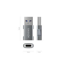 foto de MINI ADAPTADOR AISENS USB 3.2 GEN2 10G 3A USB-C/H-A/M GRIS