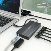 foto de DOCK AISENS 12 EN 1 USB-C A 2xHDMI DP RJ45 4xUSB-A USB-C USB-C PD 20CM