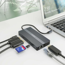 foto de DOCK AISENS 12 EN 1 USB-C A 2xHDMI DP RJ45 4xUSB-A USB-C USB-C PD 20CM