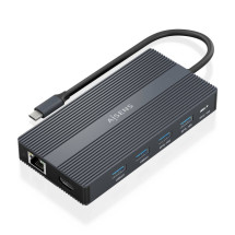 foto de DOCK AISENS 12 EN 1 USB-C A 2xHDMI DP RJ45 4xUSB-A USB-C USB-C PD 20CM