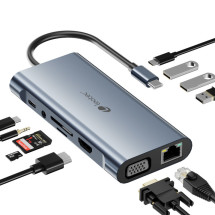 foto de LEOTEC DOCKING STATION 11-1 1USB-C PD100 3USB3.0 1USB-C 1 HDMI 1VGA 1TJSD MCSD