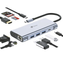 foto de LEOTEC DOCKING STATION 11-1 1USB-C PD100 3USB3.0 1USB-C 1 HDMI 1VGA 1TJSD MCSD