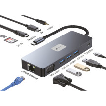 foto de LEOTEC DOCKING STATION 11-1 PLUS 1USB-C PD100 3USB3.2 HDMI VGA GGL LECTJSD MCSD