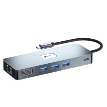 foto de LEOTEC DOCKING STATION 11-1 PLUS 1USB-C PD100 3USB3.2 HDMI VGA GGL LECTJSD MCSD