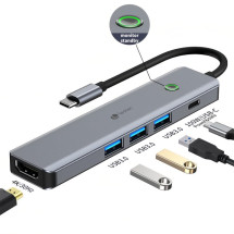 foto de LEOTEC DOCKING STATION 6-1 1USB-C PD100 POWER&DATOS 3USB3.0 1HDMI 4K 30HZ