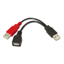 foto de CABLE AISENS USB 2.0 A/M+A ALIMENTACION/M-A/H NEGRO 15CM