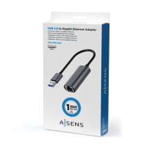 foto de CONVERSOR AISENS USB 3.0 A ETHERNET GIGABIT GRIS 15CM