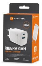 foto de CARGADOR NATEC RIBERA GAN 30W PD3.0 QC3.0 1XUSB-A + 1XUSB-C BLANCO