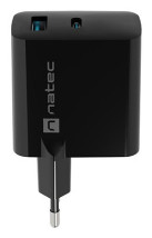 foto de CARGADOR NATEC RIBERA GAN 45W PD3.0 QC3.0 1XUSB-A + 1XUSB-C NEGRO