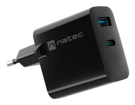 foto de CARGADOR NATEC RIBERA GAN 45W PD3.0 QC3.0 1XUSB-A + 1XUSB-C NEGRO