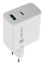 foto de CARGADOR NATEC RIBERA GAN 45W PD3.0 QC3.0 1XUSB-A + 1XUSB-C BLANCO