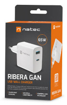 foto de CARGADOR NATEC RIBERA GAN 45W PD3.0 QC3.0 1XUSB-A + 1XUSB-C BLANCO