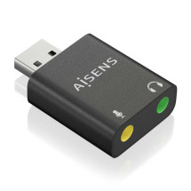 foto de CONVERSOR AISENS USB-A A AUDIO 48KHZ USB-A/M-2XJACK 3.5/H NEGRO