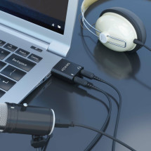 foto de CONVERSOR AISENS USB-A A AUDIO 48KHZ USB-A/M-2XJACK 3.5/H NEGRO