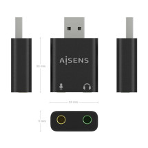 foto de CONVERSOR AISENS USB-A A AUDIO 48KHZ USB-A/M-2XJACK 3.5/H NEGRO