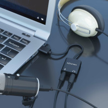 foto de CONVERSOR AISENS USB-A A AUDIO 48KHZ USB-A/M-2XJACK 3.5/H NEGRO 10CM