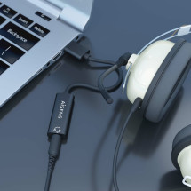 foto de CONVERSOR AISENS USB-A A AUDIO 48KHZ USB-A/M-JACK 3.5/H NEGRO 10CM