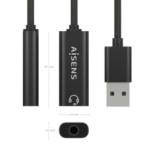 foto de CONVERSOR AISENS USB-A A AUDIO 48KHZ USB-A/M-JACK 3.5/H NEGRO 10CM