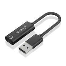 foto de CONVERSOR AISENS USB-A A AUDIO 48KHZ USB-A/M-JACK 3.5/H NEGRO 10CM