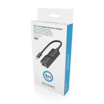 foto de CONVERSOR AISENS USB3.1 GEN1 USB-C A ETHERNET GIGABIT NEGRO 11CM