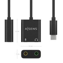 foto de CONVERSOR AISENS USB-C A AUDIO 48KHZ USB-C/M-2XJACK 3.5/H 10CM