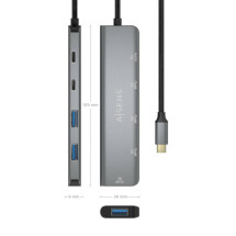 foto de HUB AISENS USB 3.2 GEN1 USB-C/M-USB-C PD100W/H-USB-C/H-3XUSB-A/H