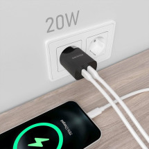 foto de CARGADOR AISENS 20W 1XUSB-C PD3.0 1XUSB-A QC3.0 NEGRO