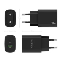foto de CARGADOR AISENS 20W 1XUSB-C PD3.0 1XUSB-A QC3.0 NEGRO