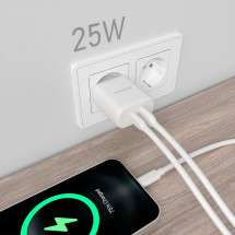 foto de CARGADOR AISENS 25W 1XUSB-C PD3.0 1XUSB-A QC3.0 BLANCO