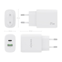 foto de CARGADOR AISENS 25W 1XUSB-C PD3.0 1XUSB-A QC3.0 BLANCO