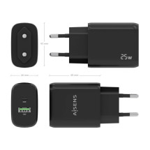 foto de CARGADOR AISENS 25W 1XUSB-C PD3.0 1XUSB-A QC3.0 NEGRO