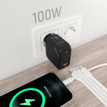 foto de CARGADOR AISENS GAN 100W 3XUSB-C PD3.0 QC4.0 1XUSB-A QC3.0 NEGRO